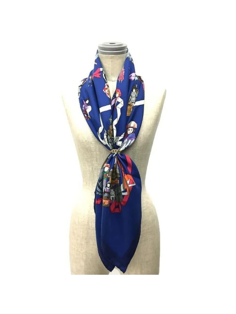 Hermes Scarf Carre 90 Hello Dolly Doll Silk Navy - Picture 3 of 3